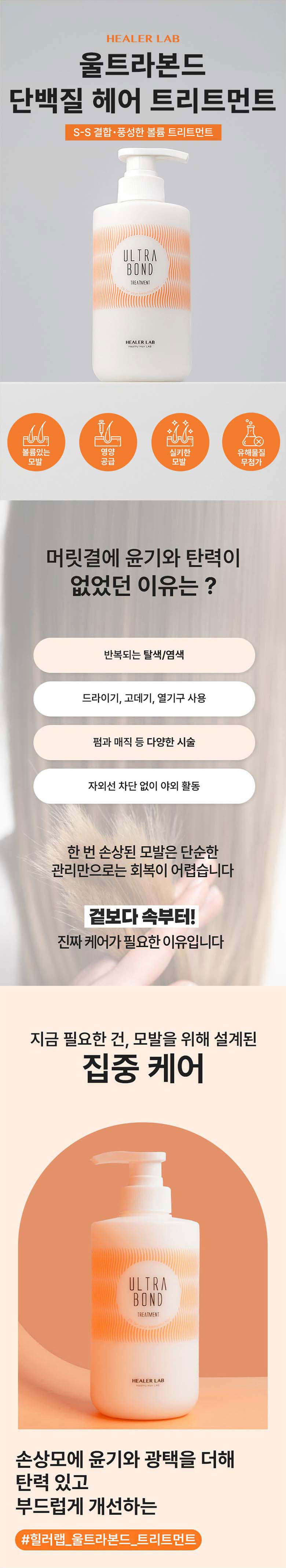 힐러랩 울트라본드 단백질 볼륨 트리트먼트 500ml