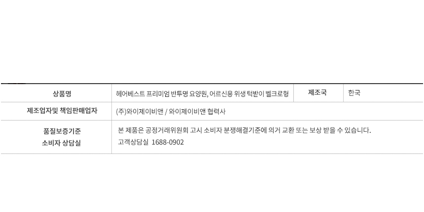 헤어베스트 프리미엄 반투명 어르신용 턱받이 상세정보